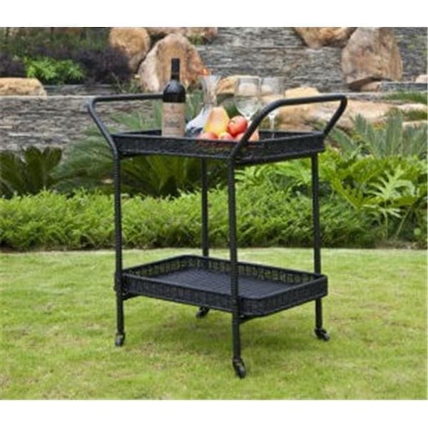 Wicker Lane ORI002-D Outdoor Black Wicker Patio Furniture Serving Cart ORI002-D - main